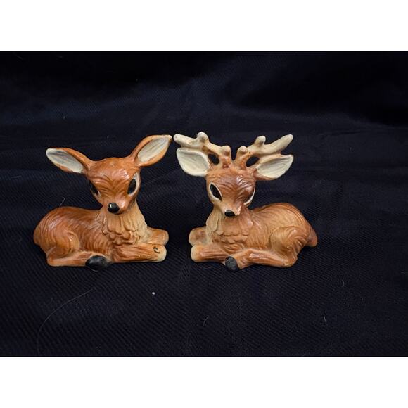 Nanco Deer Pair of Salt & Pepper Shakers Made in Japan Kitschy Grandmacore Fairy - Picture 3 of 10